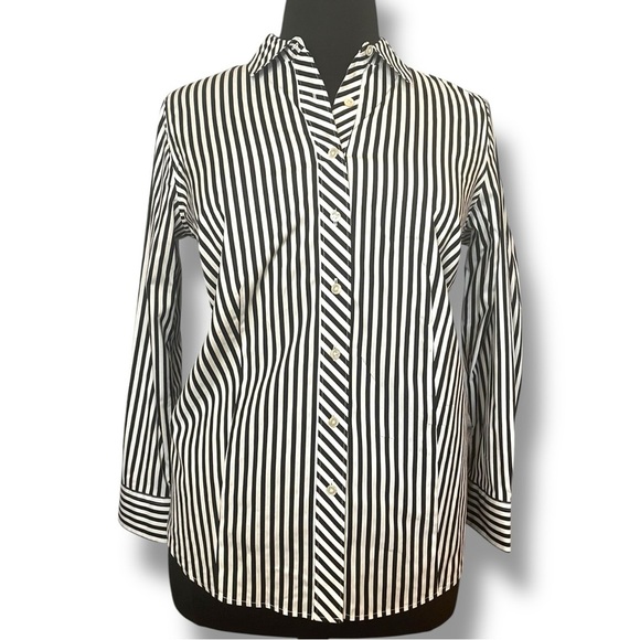 TALBOTS PERFECT SHIRT - STRIPE MIX 14W - Picture 2 of 11